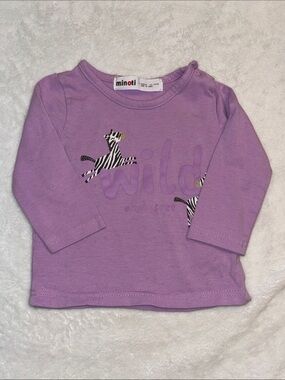 Minoti Baby Lavender zebra 'Wild' Long Sleeve Top 🦓